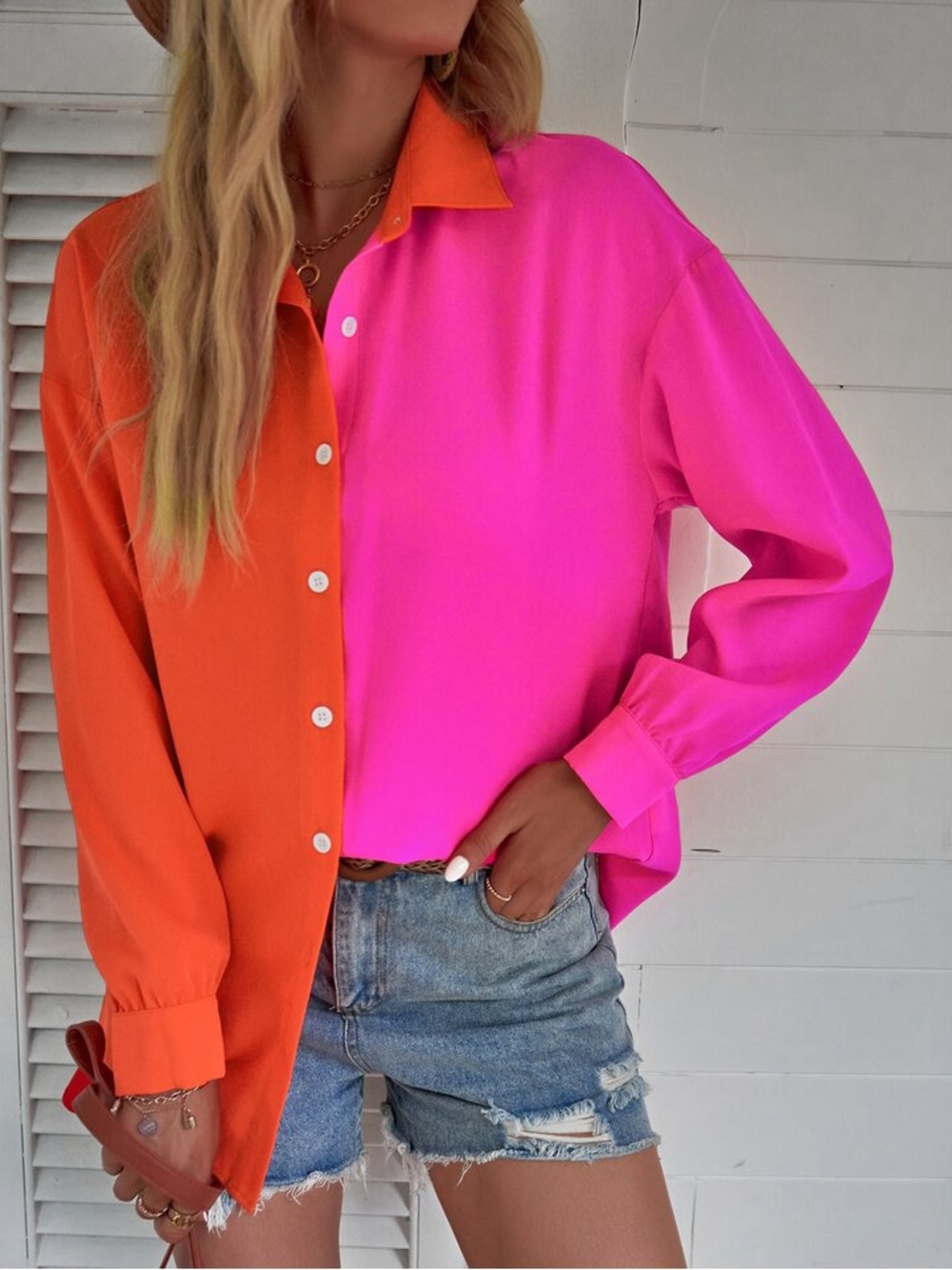 Neon Color Block  Blouse